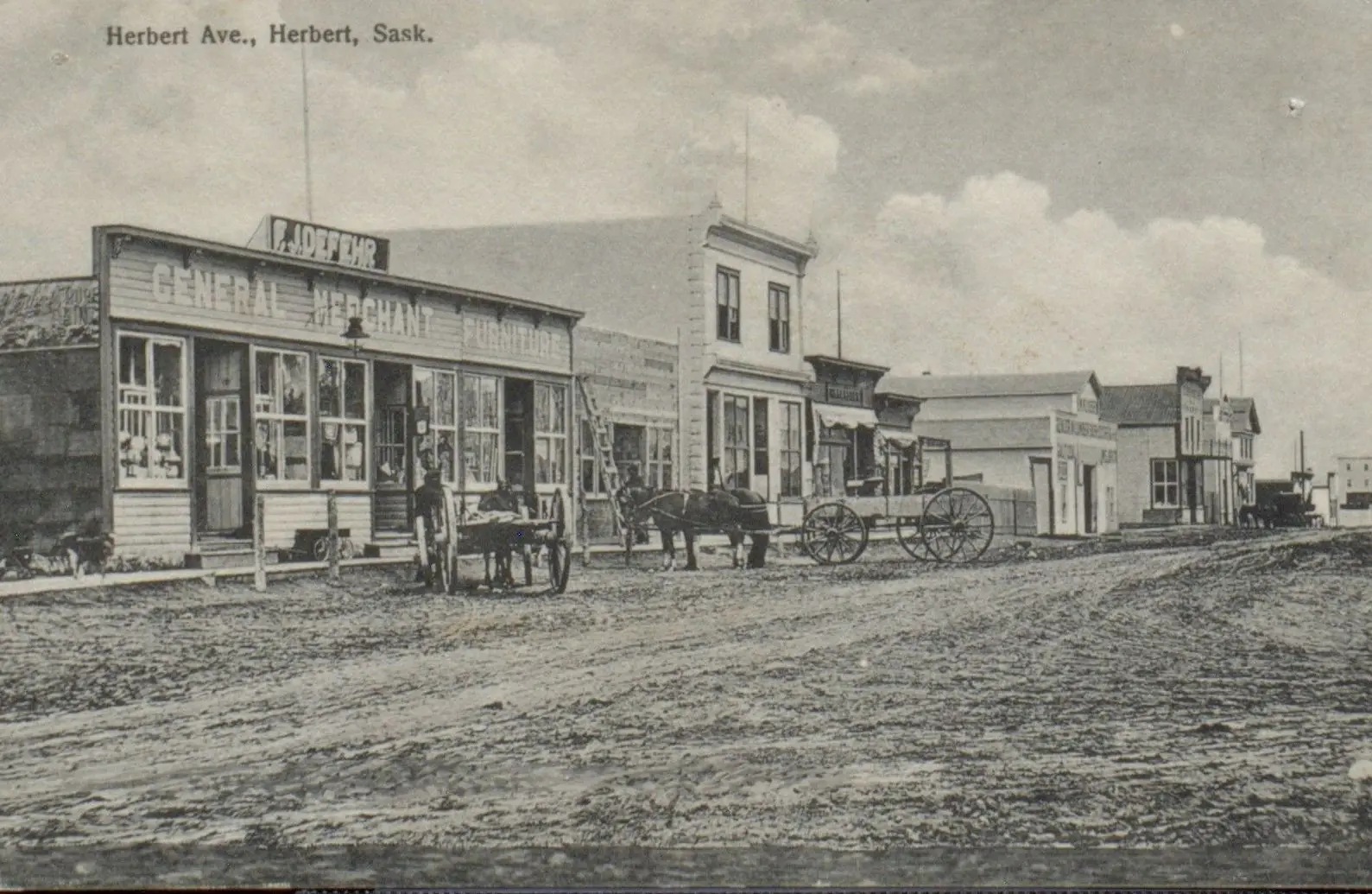Herbert Avenue, Herbert, with General Merchant store and horse-drawn wagons